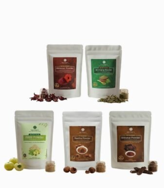 Saja Organic 5-in-1 Hair-Natural Herbal Hair Care Combo (Amla, Reetha, Shikakai, Bhringraj, Hibiscus)