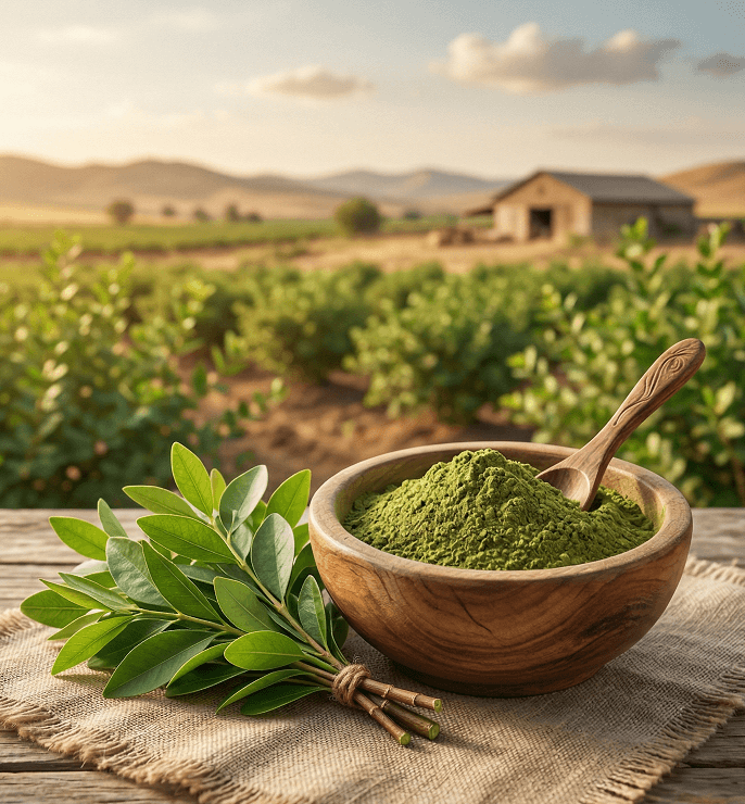 henna powder with plants