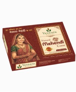 Yesaara Naturals Natural Bridal Mehendi Cone with Dark Stain made from premium Sojat henna for beautiful wedding and festive mehendi designs