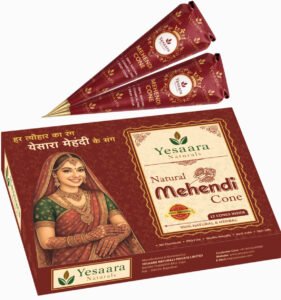 Yesaara Naturals Organic Henna Cone for Body Art with Dark Natural Mehendi Stain