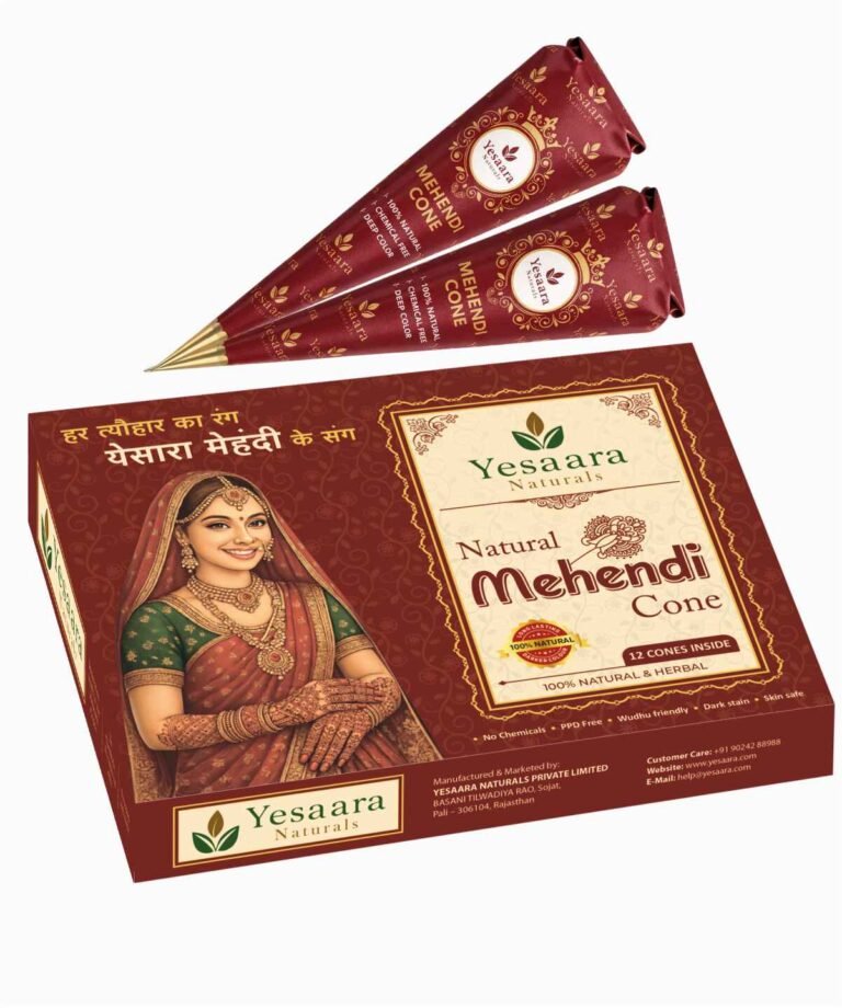 Yesaara Naturals Mehendi Cone – Natural Beauty with a Rich Dark Stain