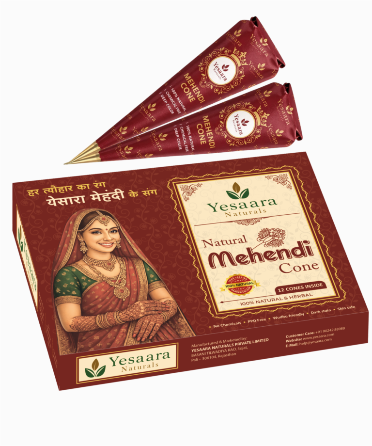 Mehendi Cone – Premium Quality for Beautiful Dark Stains Yesaara Naturals Natural